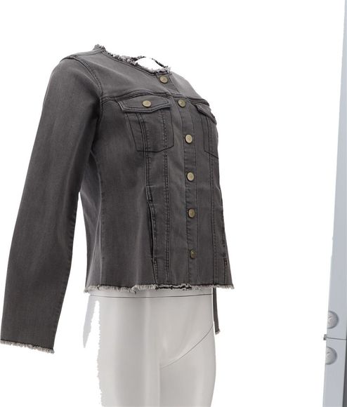 LOGO Lori Goldstein Denim Jacket Frayed Edges Grey Wash A397995D - Picture 8 of 8